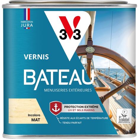 V33 – Vernis bateau incolore mat 0,5L – Haute résistance aux intempéries – Microporeux et hydrofuge – Application facile sur menuiseries extérieures