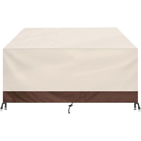 Waterproof Garden Furniture Cover, 420D Oxford Fabric Furniture Cover, for Patio Tables, Chairs, Outdoor Use, etc. - Beige + Coffee, 147x83x79cm