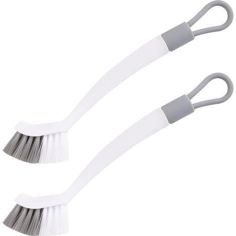 Brosse Nettoyage Salle de Bain,Brosse de Nettoyage Cuisine,2 Brosses,Blanc Gris,Outil d'élimination des Taches intégré,pour Cuisine,Salle de Bains (1/5)