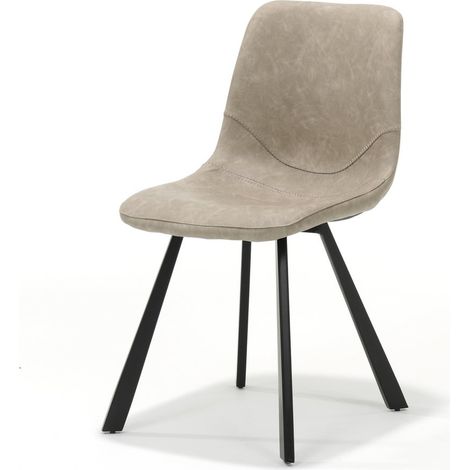 Chaise de Salle à Manger Bari en Tissu Coloris Beige Vintage et Noir 45 x 56 x 87 cm - PANGIVO (1/2)