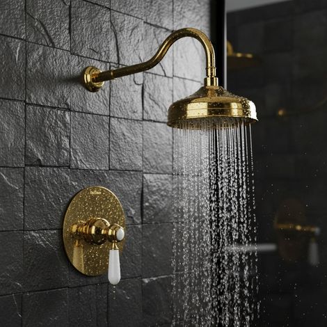 PaulGurkes Ensemble de Douche Encastré Or Douche Pluie Nostalgie Luxe