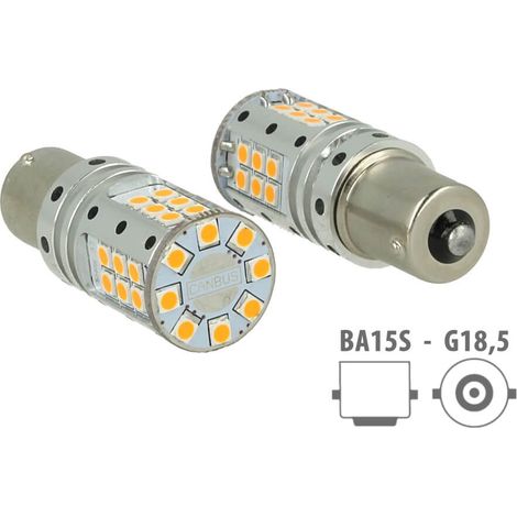 Lampada Led 1156 BA15S P21W Canbus 12V 25W Reale Arancione Per Frecce No Errore 32 Smd 3030 (1/3)