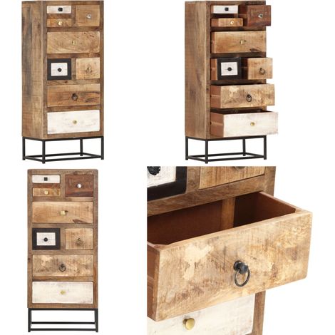 Highboard mit Schubladen 45x30x105 cm Altholz Massiv - Holz Schrank - Schrank mit Schubladen (1/5)