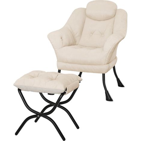 Fauteuil Relax en Fausse Fourrure avec Repose-pieds - Chaise de Salon Compacte avec Poche Latérale - Rose (1/5)