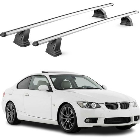 OMAC Aluminium Dachträger Querträger für Bmw 3er E92 Coupè 2006-2012 – TÜV / DIN 75302:2019 – Abschließbar – T-Nut – Max. 75 kg – 2 Stangen – Silber (1/5)