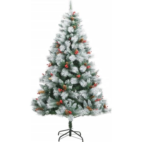 Albero Natale Albero natalizio Albero festivo Artificiale Incernierato con Pigne e Bacche 210cm (1/5)
