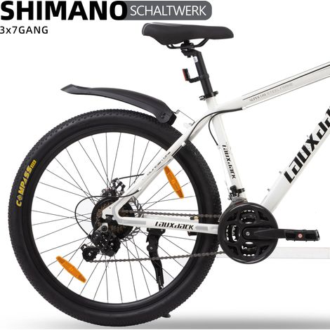 VTT semi-rigide 26 pouces, 21 vitesses, dérailleur Shimano Tourney, freins à disque mécaniques, pour homme et femme dès 160 cm (1/4)