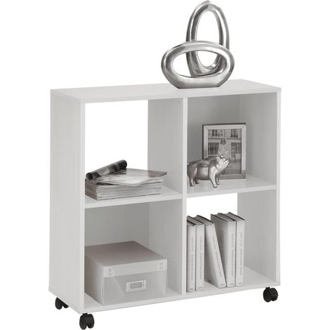 Etagère de Bureau, Bibliothèque sur roulettes, idéale pour Les dossiers A4, Blanche, 72 x 77 x 33 cm (L x H x P) 290-001E (1/4)