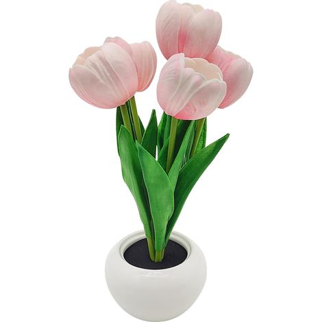 Lampe De Table Fleur - Tulipe Artificielle Avec Éclairage Led - Pour Décoration Intérieure Et Ambiance Chaleureuse - 1 Pièce (1/5)