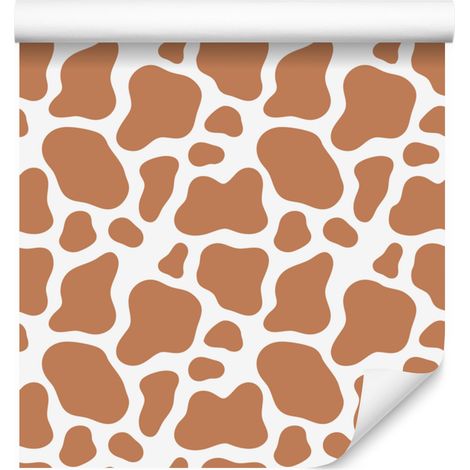 Papier peint à motifs de vaches orange et crème pour salon et chambre 50x1000 cm (1/5)