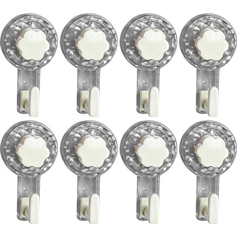 Set mit 8 wiederverwendbaren, extra starken Saugnapfhaken zum einfachen Anbringen ohne Bohren, maximale Traglast 5 kg, für Fenster, Glas, Badezimmer, Küchen (transparent grau) (1/5)