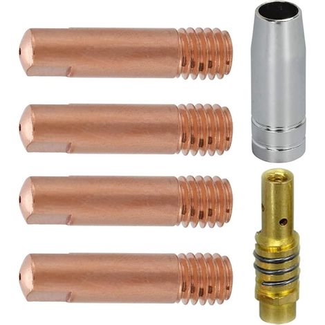 Lot de 6 Embouts de Contact MB15 15AK 0,8 mm M6 et Porte Embouts pour Torche de soudage MB15 15AK MIG
