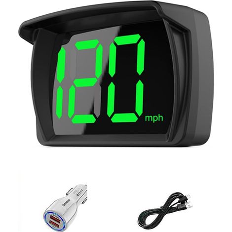 HUD Affichage Tête Haute GPS Compteur de Vitesse Numérique MPH, Grands Chiffres LED, Universel Voiture Camion Moto (1/2)