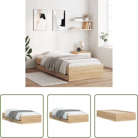 Schubladenbett - Bettgestell mit Schubladen Sonoma-Eiche 90x200cm Holzwerkstoff (1/5)