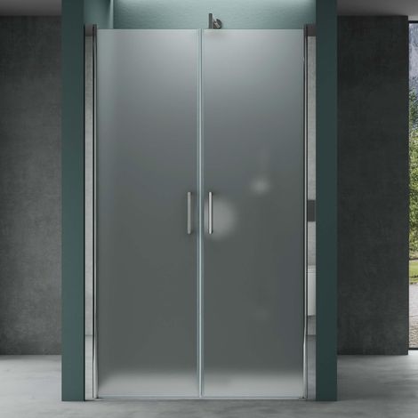 Mai & Mai Box Doccia a Nicchia 115x195cm, Porta Doppia Per Doccia a Nicchia Cabina Bagno in Vetro di Sicurezza Smerigliato 6mm con Meccanismo di Sollevamento e Abbassamento Teramo24VS