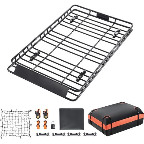 Mophorn Dachgepäckträgerkorb für Autos (1625 x 990 x 105 mm), universeller Dachkorb mit Gepäcktasche, Netz und Ratschengurten, maximale Tragkraft 113,4 kg, geeignet für SUV und Lkw