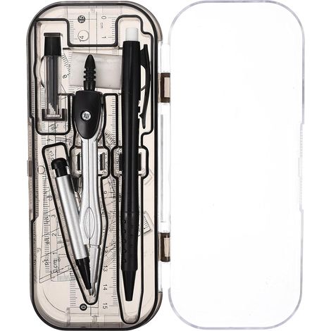 Set Accessoires Compas de Dessin de Bureau en Métal et Plastique, Portable et Léger Règle, pour Applications Professionnelles et Modèles de Dessin (1/5)