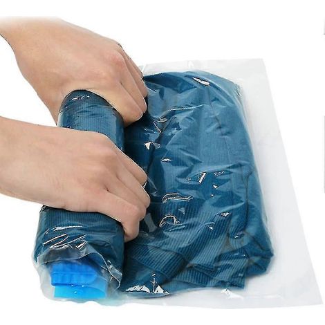 Sacs de rangement sous vide pour le voyage (format rouleau manuel, lot de 8) Sacs de rangement sous vide pour le voyage et les vêtements (1/5)
