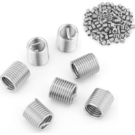 100 pièces filets rapportés hélicoïdaux en acier inoxydable SS304, insert fileté M8 x 1,25 x 2D, longueur 2D, pour réparation de filetage (1/5)