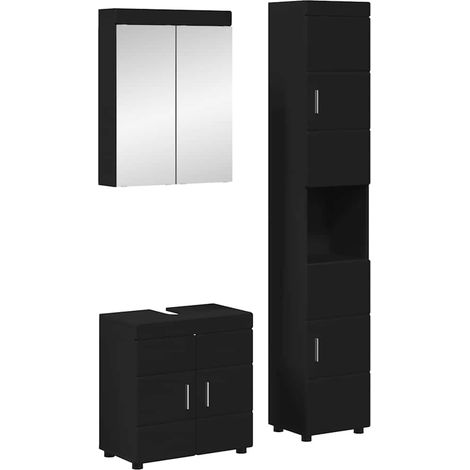 Juego de muebles de baño TULUM 3 pcs Negro 60 x 34 x 63 cm