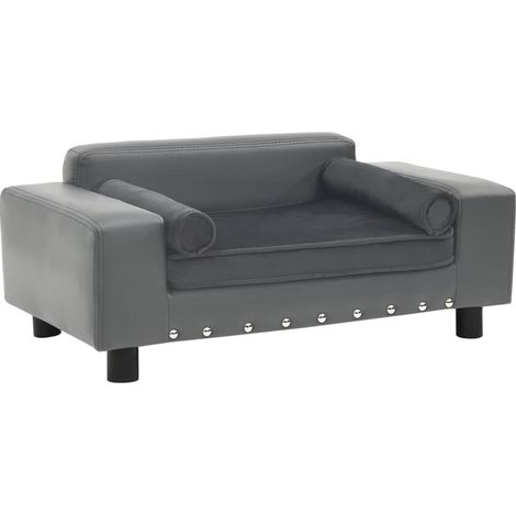 Canapé ou Lit pour chien. Sofa Gris 81 x 43 x 31 cm similicuir et Velours & Confortable (1/5)