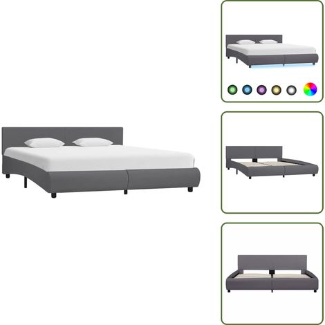 Télécommande - vidaXL Cadre de lit avec LED sans matelas Gris Similicuir 180x200 cm - Design moderne (1/5)