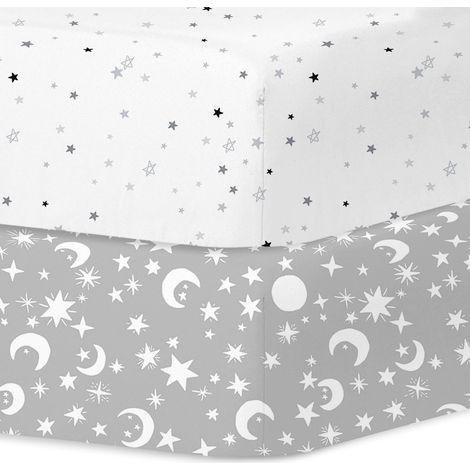 Lot de 2 Drap Housse 70x140 cm, de Draps pour Lit Bébé (1/5)