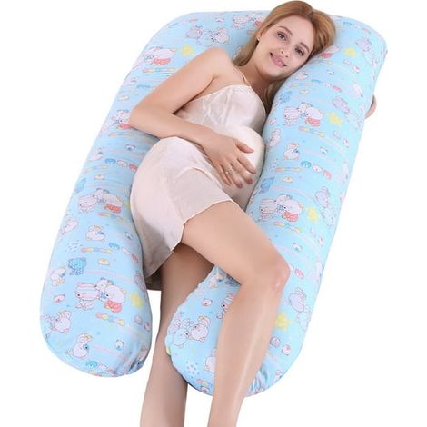 Oreiller en forme de U pour femmes, soulageant les douleurs abdominales, oreiller lombaire en pur coton pour dormir sur le côté - sebneei (1/4)