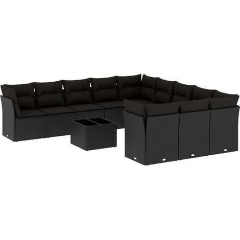 Maison Exclusive - 12-tlg. Garten-Sofagarnitur mit Kissen Schwarz