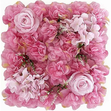 Décoration murale de fleurs artificielles (roses fausses) à faire soi-même, 35 x 35 cm, pour fond de mariagerose foncé (1/5)
