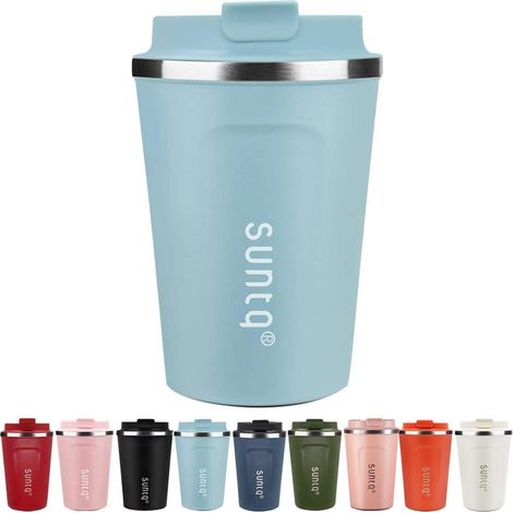 SUNTQ Kaffeebecher to go Edelstahl Thermobecher Doppelwand Isoliert 380ml Blau (1/5)