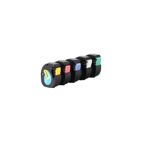Lot de 5 recharges laminées compatibles avec le ruban d'étiquettes Dymo LetraTag 91331 de 12 mm