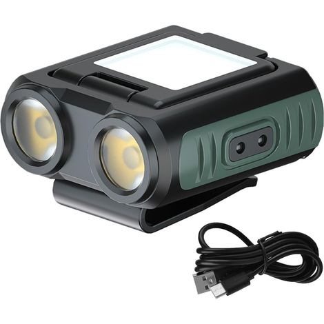 RHG Veilleuse à clipser en cours d'exécution, Clip de lampe de poche rechargeable USB mains libres résistant à l'eau, Chapeau lampe lampe de poche