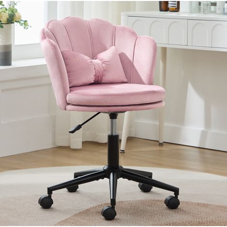 Chaise pivotante en velours rose, réglable en hauteur 45-55 cm, 55 x 62 x 73-83 cm (1/5)