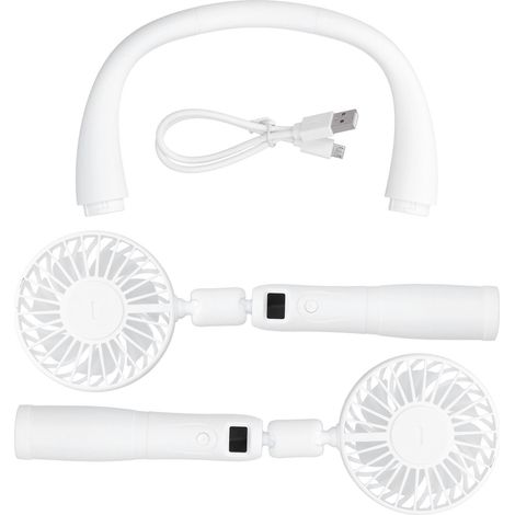 Ventilateur de cou portable D9 rechargeable USB, climatiseur de bureau et main blanc (1/5)