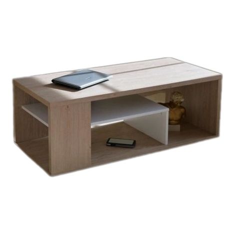 Mesa de centro MELINA roble y blanco - Diseño moderno - 111 x 41 x 50 cm
