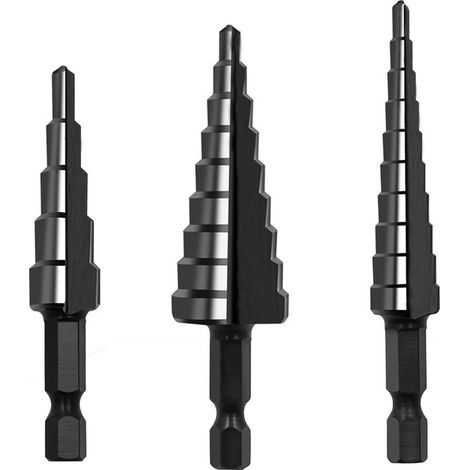 Set di 3 punte da trapano a gradini, 3-20 mm, universali, nere (1/5)