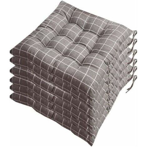 Lot de 6 galettes de Chaise 40x40, Coussin décoratif Coussin Coussin de Chaise Coussins de Jardin 12 surpiqûres en Un Motifs différents, Polyester (1/2)