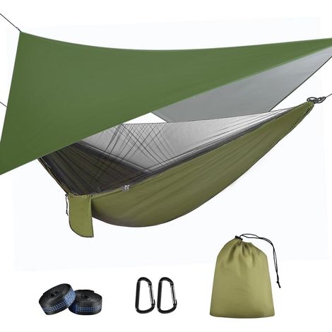 Amaca da campeggio con zanzariera e telo antipioggia – 2 persone – Ultraleggera – 200 kg (1/5)