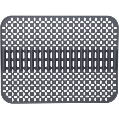 BRAVIX Tapis d'évier en silicone - 43 x 32 cm - 1 épaisseur - Passe au lave-vaisselle - Résistant à la chaleur et antidérapant - Gris foncé (1/5)