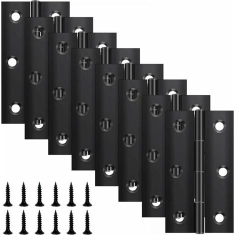 6 Pack Folding Hinges 67mm×37mm, Black Stainless Steel Hinge, Piano Hinge, Small Hinge, Door Hinge for Doors, Windows, Cabinets with 48 Screws (1/4)