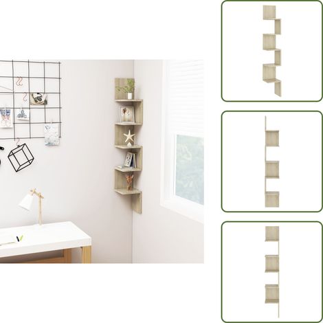 Wand-Eckregal Sonoma-Eiche 20x20x127,5 cm Holzwerkstoff - Holzregal - Eckschrank - Wandregal - Deko Regal - Wohnzimmereinrichtung (1/5)