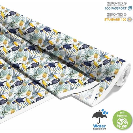 Dekorativer Outdoor-Stoff Oxford - Motiv Tukane in Ananas I DX092 (1/5)