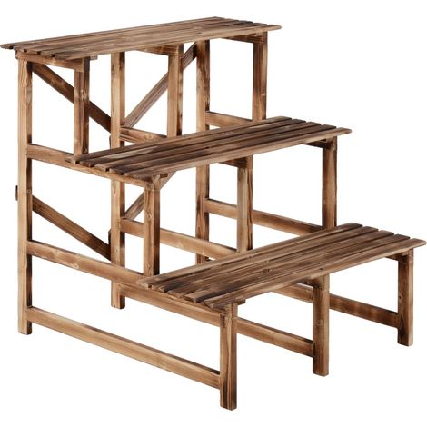 Bac de jardin, bois de sapin massif, design à trois niveaux, capacité de charge 80 kg, hauteur décalée, assemblage facile (1/5)