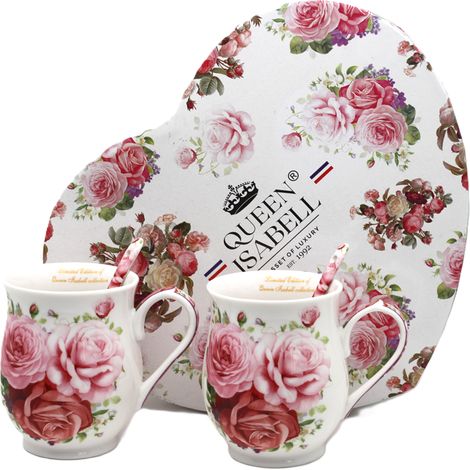 Große Porzellantassen, 2er-Set (350 ml), in einer Geschenkbox – Kollektion Rose (1/5)