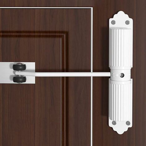 Ferme-portail robuste – Fermeture de porte hydraulique automatique avec ressort de sécurité – Pour portes intérieures et extérieures – Ferme-porte résistant au feu – Comprend une tige de réglage et (1/5)