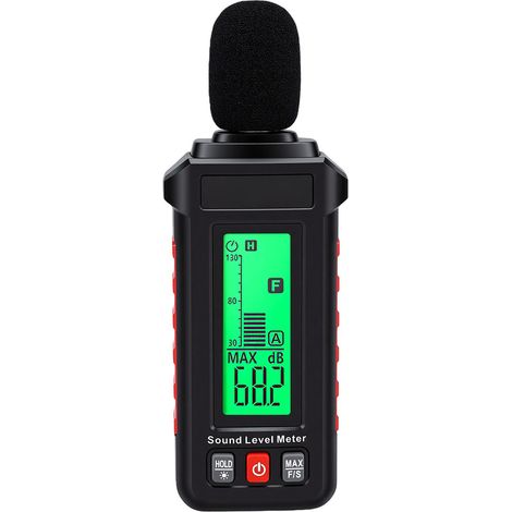 Fonometro 30-130 dB, livello sonoro, modalità lenta/veloce, regolabile per casa, ufficio e fabbrica.
