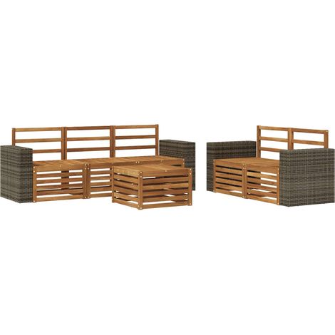 Outdoor Sofa Set 6 pcs Natural Solid Acacia Wood vidaXL (1/5)