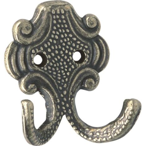 Mantelhaken Kufstein Breite 61 mm, Höhe 66 mm,Zinkdruckguss altmessing brüniert (1/3)