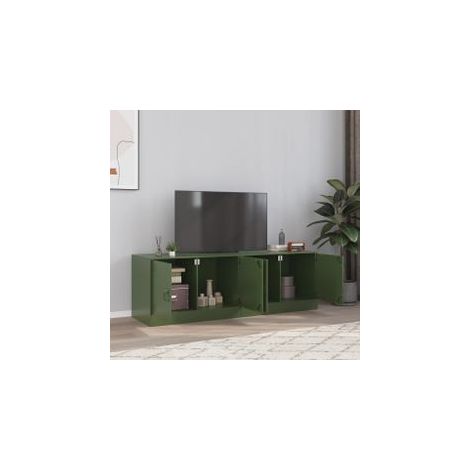 Meubles TV 2 pcs vert olive 67x39x44 acier (1/5)
